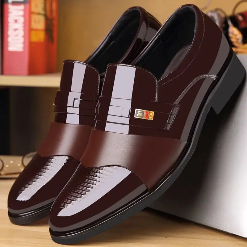 Men Leather Casual Shoes Men Shoes Autumn New Business Formal Men Leather Shoes Casual Cover Foot Heightening Leather Shoes Men - Sun Studio
