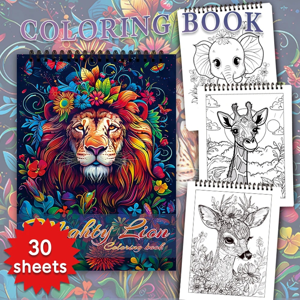 30 Sheets Stress Relief Coloring Book, 11.2x 8.3in,100gsm Thick Paper, Spiral Bound, Halloween Gift, Christmas Gift Option - Sun Studio