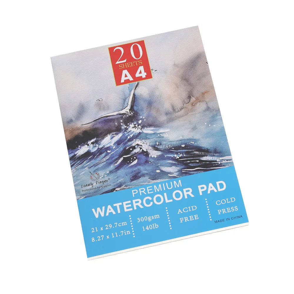 A5/A4/A3 Watercolor Paper Pad, 140lb/300gsm, 20 Sheets, Cold-Pressed, Acid-Free, Artist Painting Paper for Watercolor Painting - Sun Studio