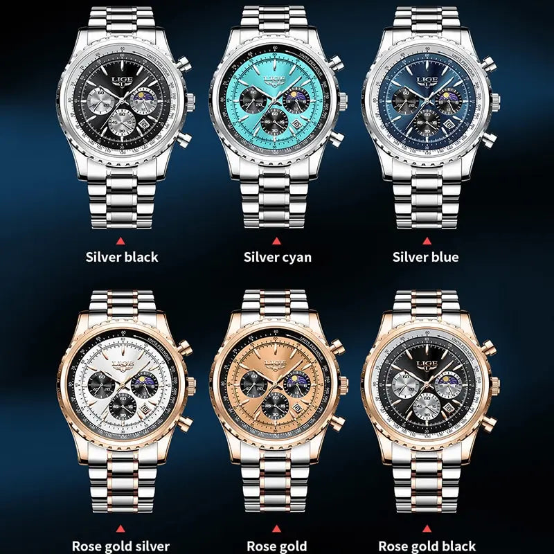 LIGE 2024 Top Brand Luxury New Men Watch Quartz Man Watches Waterproof Luminous Watch for Men Date Chronograph Sport Wristwatch - Sun Studio