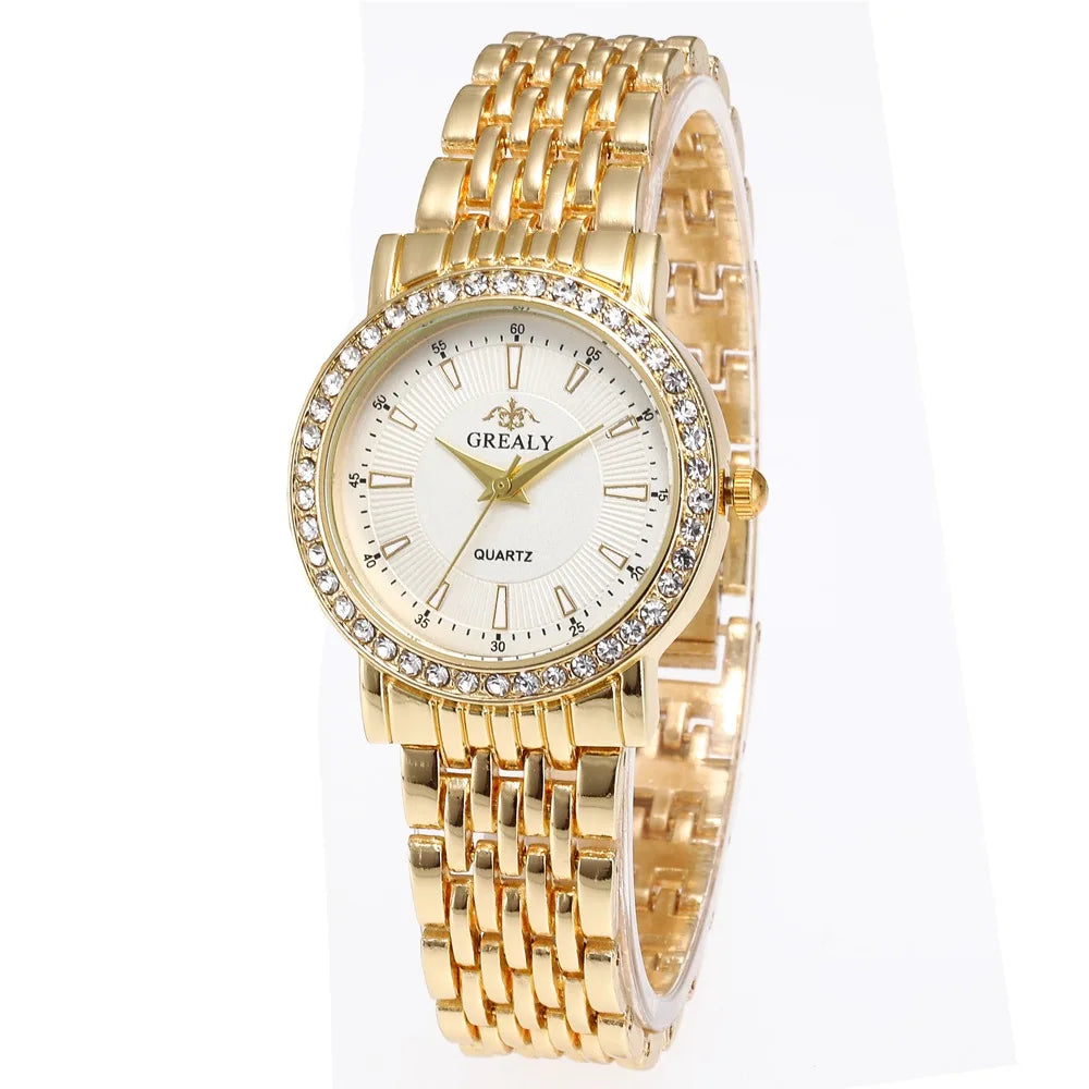 New Casual Watches Women Luxury Fashion Lovers Watch Rhinestone Stainless steel Quartz Watch Men Women Gift Business Wristwatch - Sun Studio