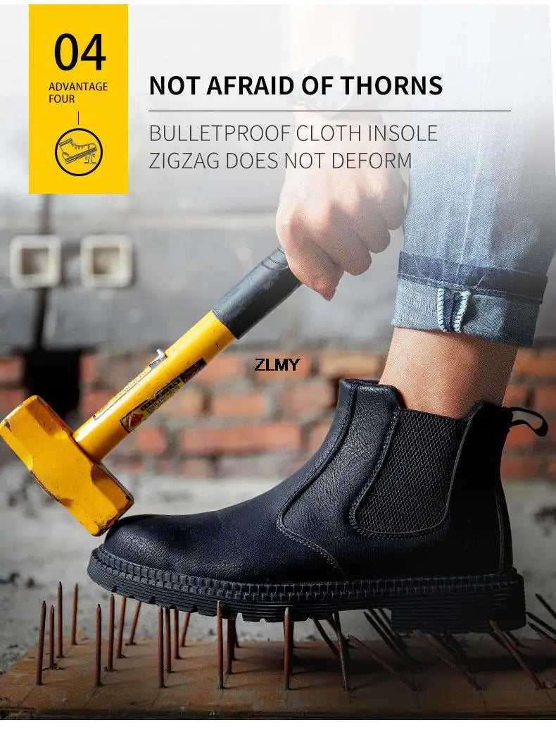 Wasserdichte Herren Schweißer Schuhe Stahlkappen Arbeitsschuhe Männer Anti-Spritzer Anti-Quetsch Sicherheitschuhe Herren Slip-On Chelsea Arbeitssicherheit Stiefel