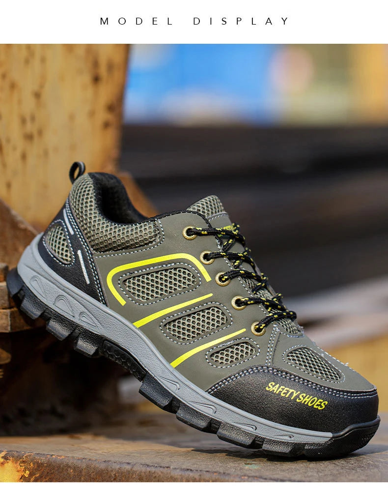 NYWOOH Male Steel Toe Safety Shoes Indestructible Construction Work Shoes Protection Footwear Breathable Hiking Boots For Men - Sun Studio