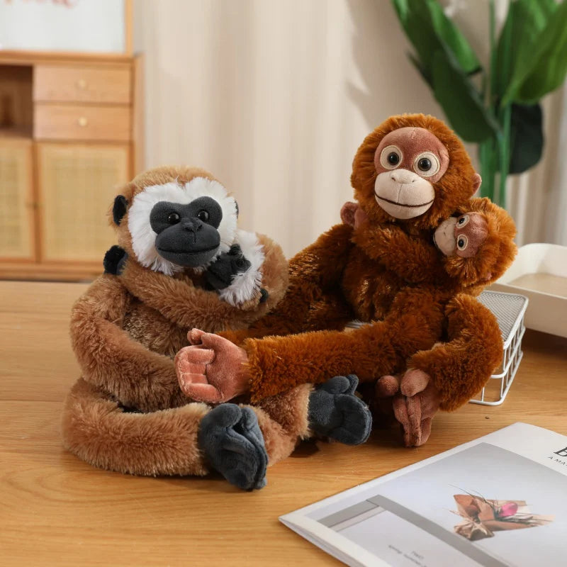 Cartoon Punch Monkey Plush Doll Brown Chimpanze Mom And Black Monkey Baby Together Animal Stuffed Doll Home Decor Gift For Kids - Sun Studio