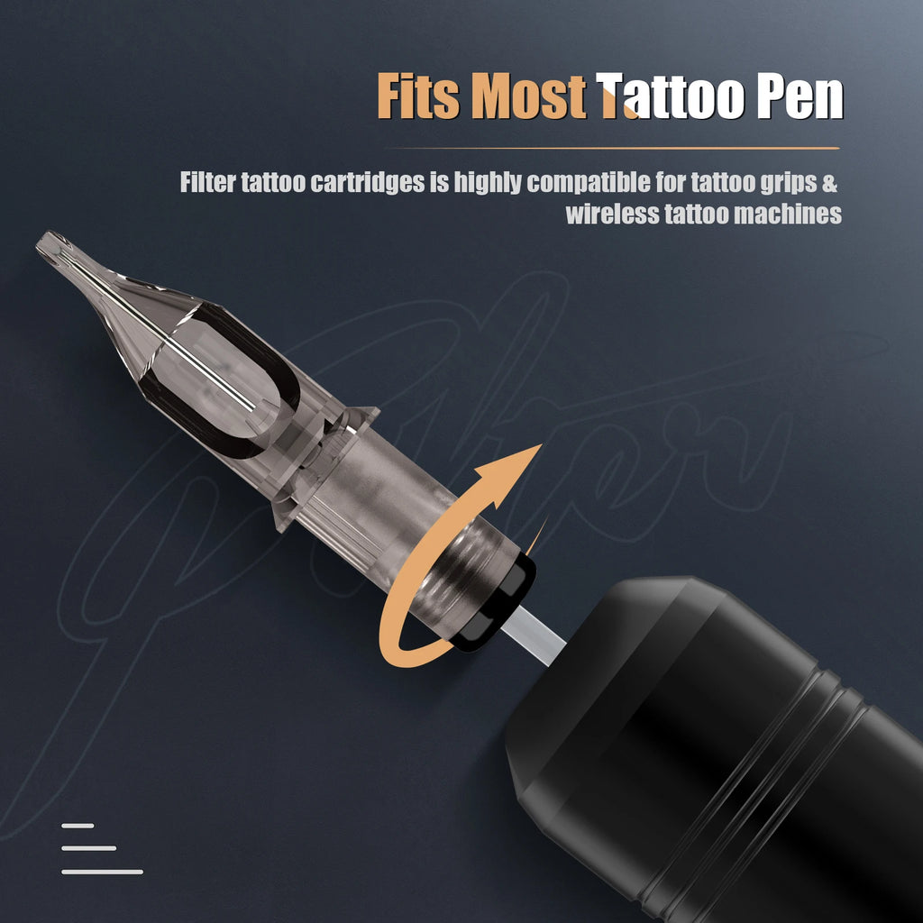 50Pcs Assorted FILTER Tattoo Cartridge Needles Mixed #10 #12 RL RS M1C M1 for Rotary Cartridge Tattoo Machine Pen Tattoo Girps - Sun Studio