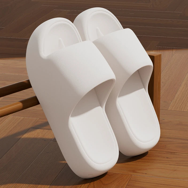 Unisex Bathroom Slippers Cloud Cushion Slides Summer Flat Sandals Thick Platform Shoes Man Indoor Non-Slip Couple Flip Flops - Sun Studio