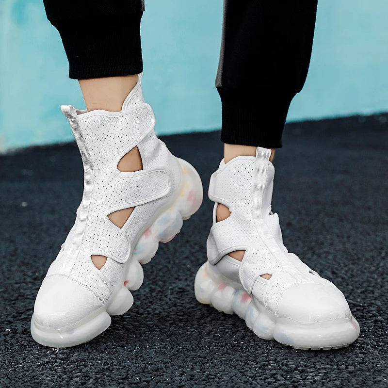 2023 Spring New Men's Casual Shoes Fashion Solid Color Shoes Outdoor Outsoles Breathable Light Comfortable High Top Man Sneakers - Sun Studio
