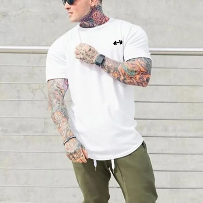 Gym Bodybuilding Workout Clothing Sportswear Mens Casual Short-sleeved Cotton Shirts Summer Fitness Breathable Slim Fit T-Shirts - Sun Studio
