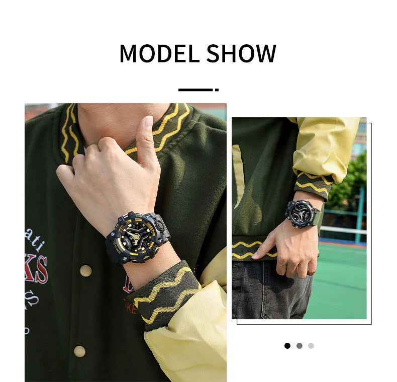 New SMAEL Sport Watch for Man Dual Time Watch for Men Shock Resistant Led Light Watch Military 8075 Quality Mens Sports Watches - Sun Studio
