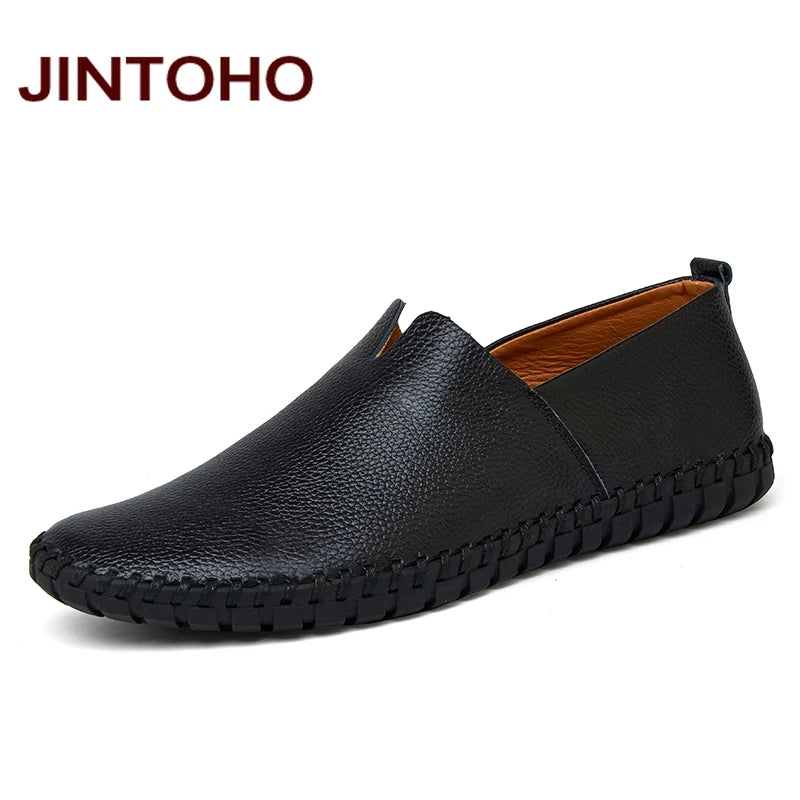 JINTOHO Große Größe Herren Echtes Leder Schuhe Slip-On Schwarze Schuhe Echtes Leder Mokassins Herren Schuhe Italienische Designer Schuhe