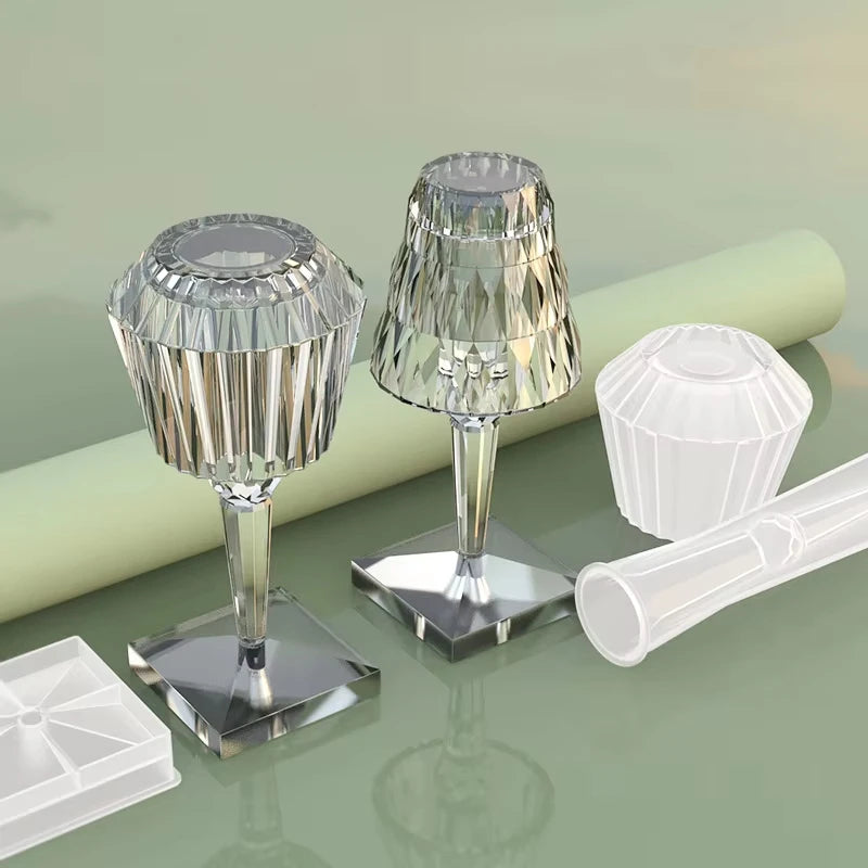 DIY Epoxy Resin Table Night Lamp Silicone Mold with Diamond Pattern Crystal Lamp Resin Mold Plant Pot Mold Home Decoration Craft - Sun Studio