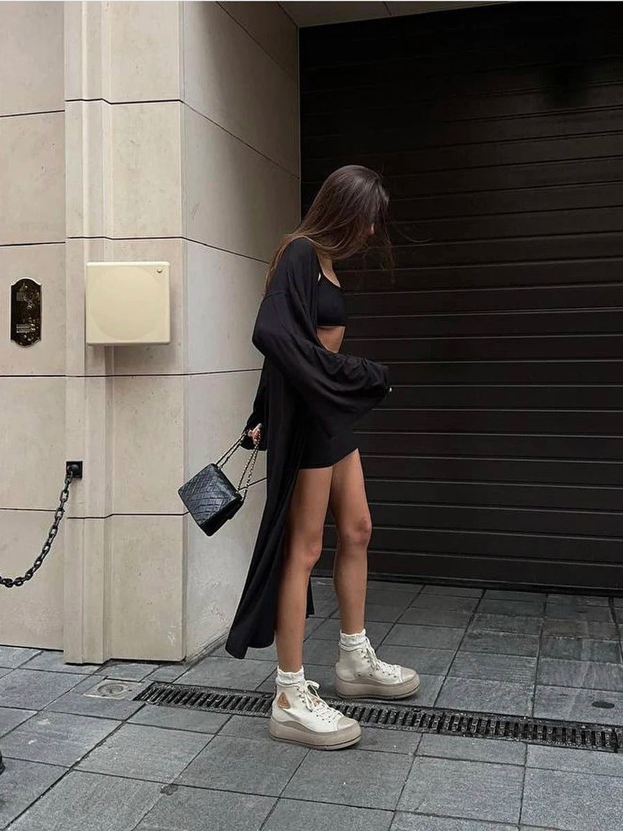 Hirsionsan Modal Soft Loose Sets Women 2026 Casual Two Pieces Long Sleeve T Shirts and High Waist Dresses Outfits Tracksuit