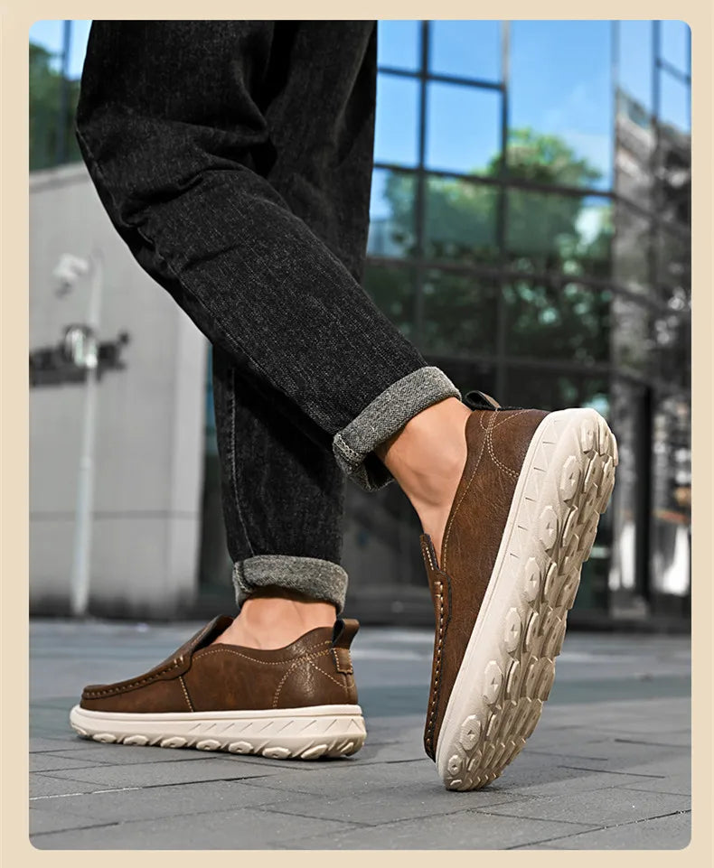 New Men's Casual Shoes Fashion Comfortable Men's Shoes High Quality Leather Men Driving Shoes Handmade Flat Shoes Men Sneakers - Sun Studio