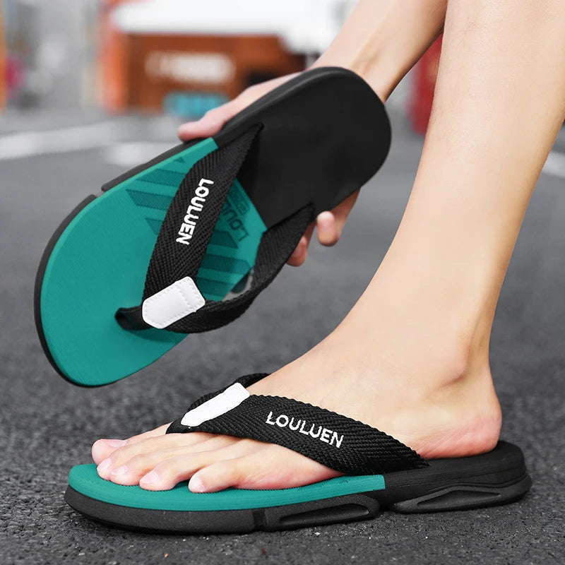 [Farbblockierte Flip Flops] Bequeme farbblockierte Flip Flops - Herren rutschfeste Freizeit Gummiboden EVA Flip Flops, geeignet f