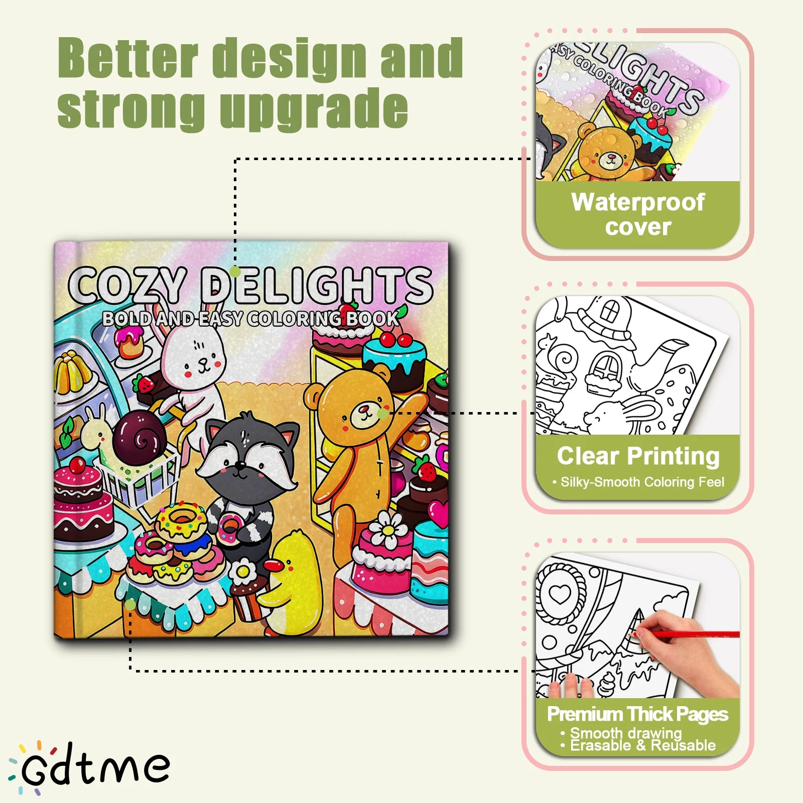 COZY DELIGHTS Cute & Comfy Coloring Book for Adults Cute Drawing Book Perfect Gift for Party and Birthday - Sun Studio