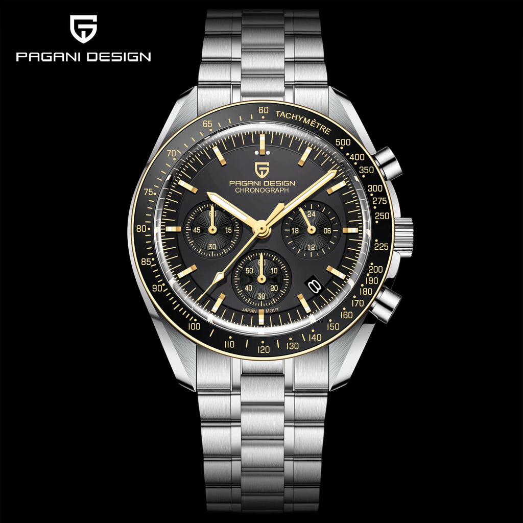 PAGANI DESIGN 2025 New Moon Men's Watches Luxury Quartz Watch For Men AR Sapphire Glass 100M Waterproof Wristwatch Chronograph - Sun Studio