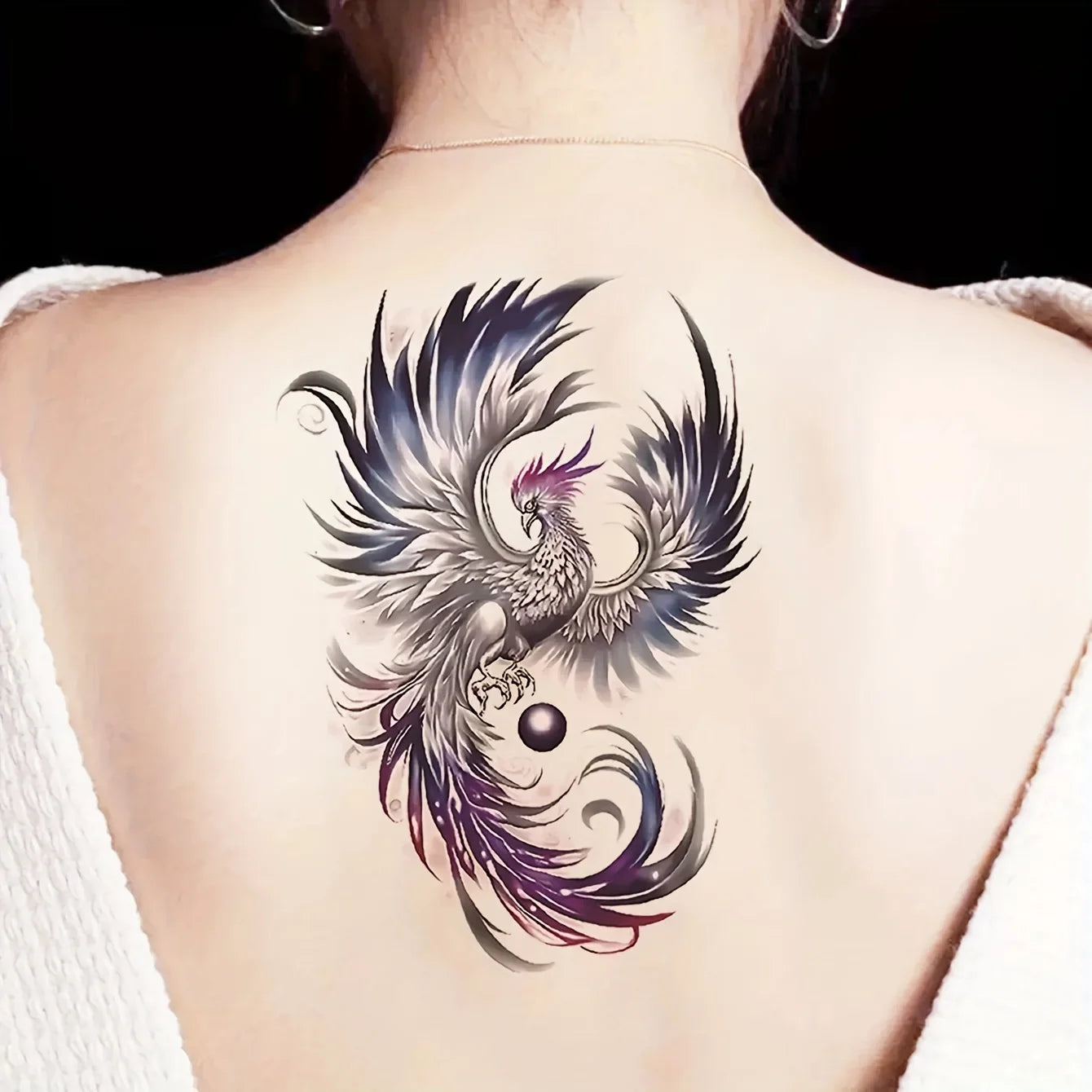Waterproof Temporary Tattoo Sticker Phoenix Flash Tattoos For Women Men Colorful Phoenix Body Art Fake Tatoo Flower Arms Tattoo - Sun Studio