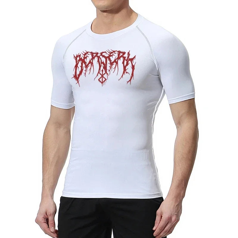 Gym Workout Rash Guard for Men Athletic Quick Dry Compression Shirts Berserk Print Tshirts Tees Tops Undershirts Baselayers - Sun Studio