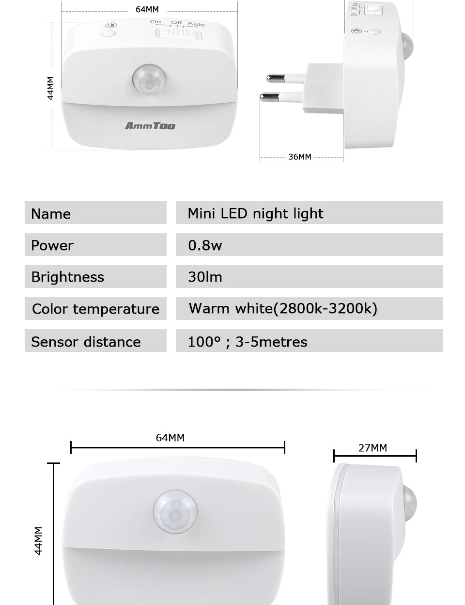 LED Night Light Motion Sensor Night Lamp Room Decor Lamp Bedside Led Lamp With EU Plug Led Lights For Closet Bedroom Home Decor - Sun Studio