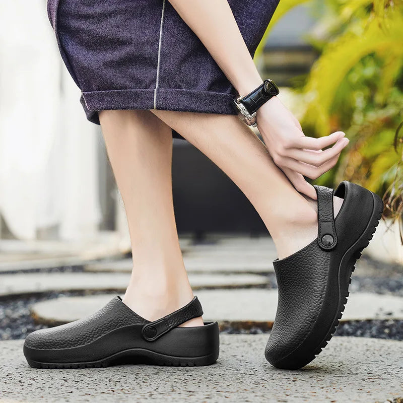 Comwarm Men New Clogs Slippers Non-slip Oil-proof Waterproof and Wear-resistant Work Kitchen Shoes Comfortable EVA Garden Sandal - Sun Studio