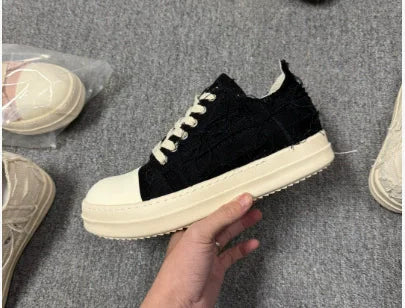 Brand Men Shoes Casual Canvas Distress Flats High to Ankle Boots Women Owens Vintage Original Luxury Designers Sneakers - Sun Studio