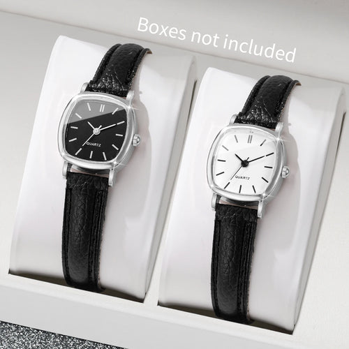 2PCS/Set Fashion Small Dial Women Watches Leather Band Square Quartz Watch for Ladies Clock Reloj Mujer （Without Box） - Sun Studio