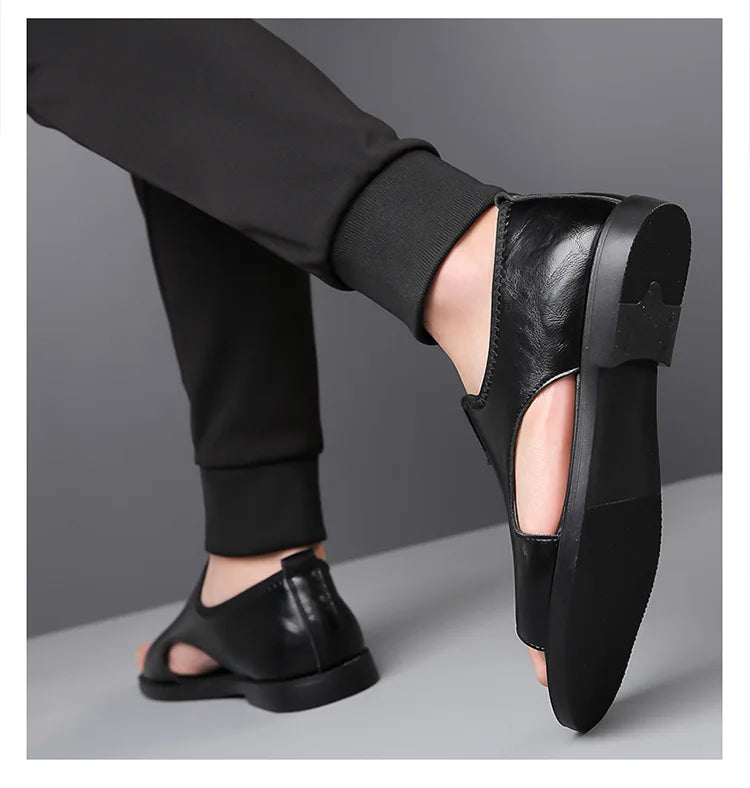 Sandals for Men Brand Casual Shoes Outdoor 2025 New Men's Slippers Comfortable Beach Shoes High Quality Leather Men Flat Sandals - Sun Studio