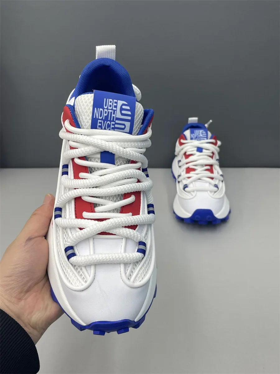 Chunky Sneaker Men Designer Running Shoes Fashion Casual Microfiber Leather Mesh Breathable Height Increased Flat Platform Shoes - Sun Studio