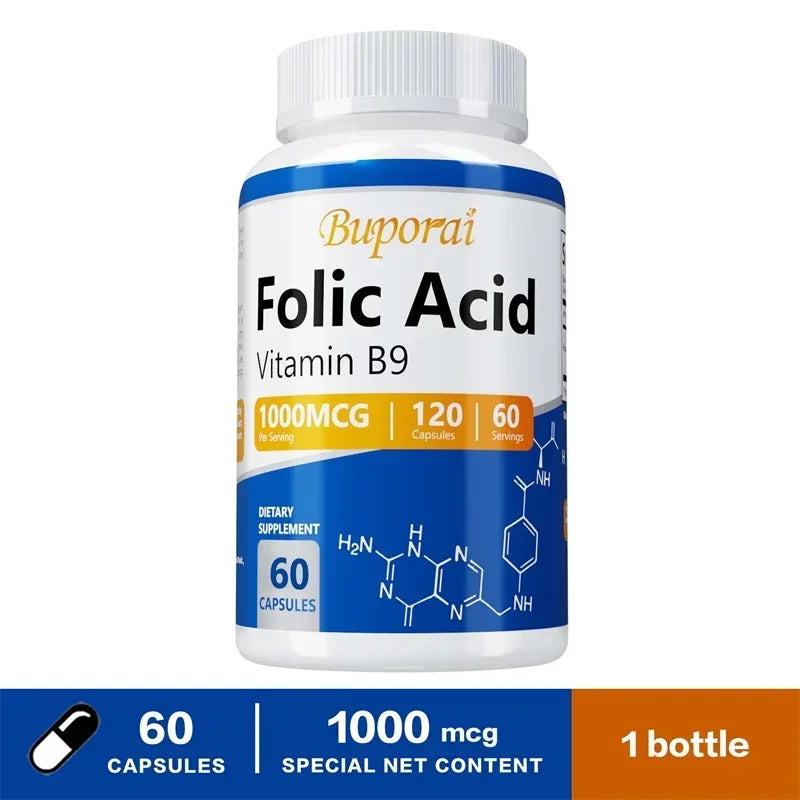 Folic Acid Supplement - Heart Health, Nervous System Health, Prenatal Support - Sun Studio