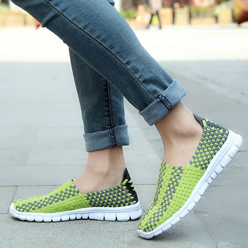 STRONGSHEN Men Shoes Summer Breathable Women Handmade Woven Shoes Couple Casual Flats Shallow Loafers Unisex Zapatos De Mujer - Sun Studio