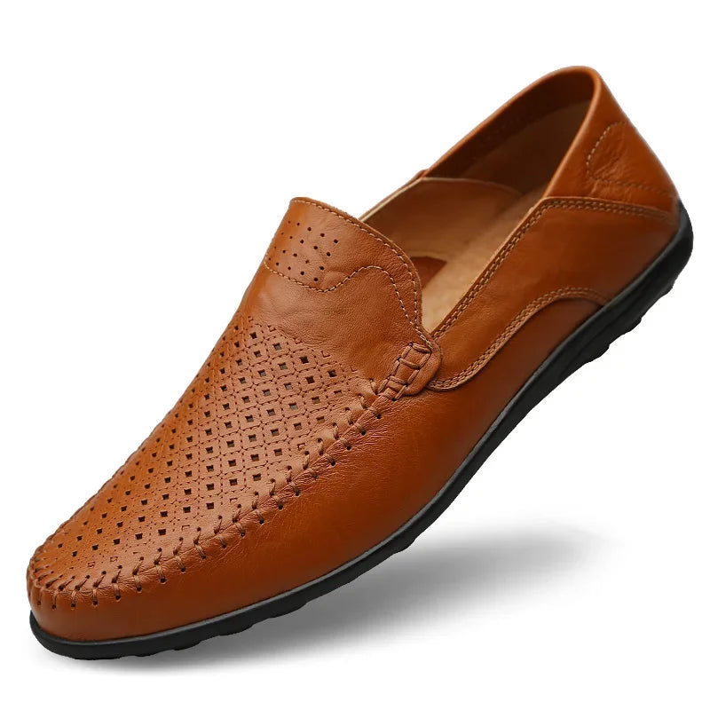 Echtes Leder Herren Freizeit Schuhe Luxusmarke Designer Herren Slipper Mokassins Atmungsaktive Schlupfschuhe Männliche Bootsschuhe Plus Größe 37-47