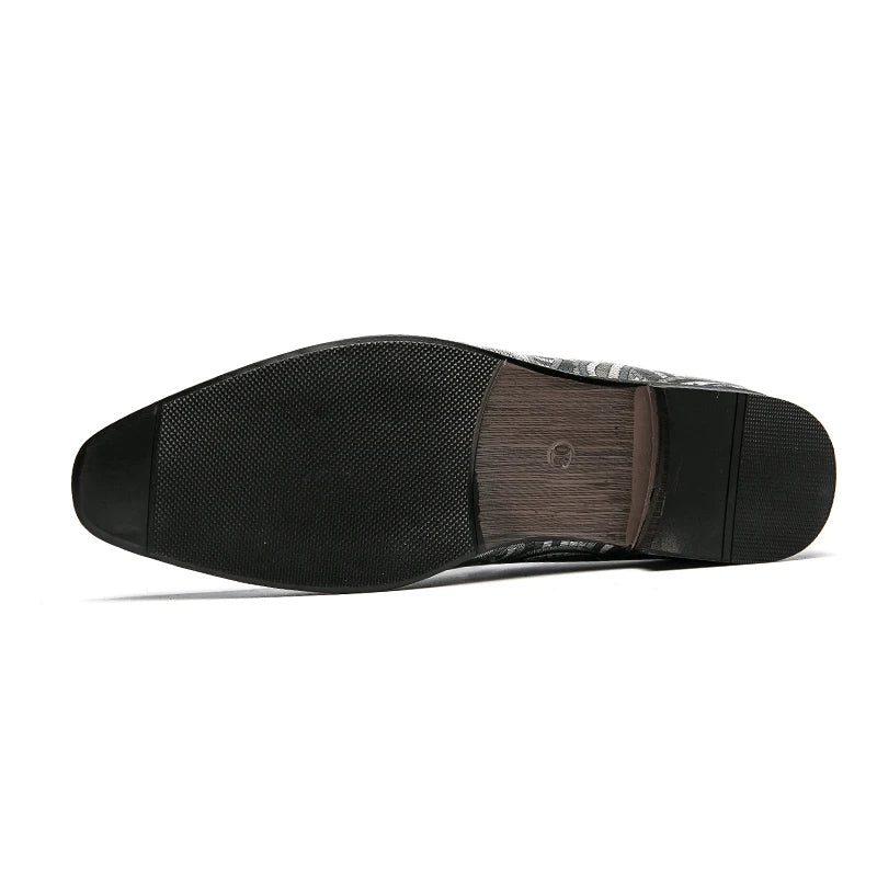 New British Style Fashion Trends Printed Leather Loafers Men Breathable Casual Shoes Men Slip-on Dating Driving Party Men Shoes - Sun Studio