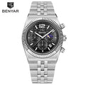 2025 New BENYAR Moon Phase Mens Watches Top Luxury Quartz Chronograph Watch For Men Stainless Steel Waterproof Sports Clock Gift - Sun Studio