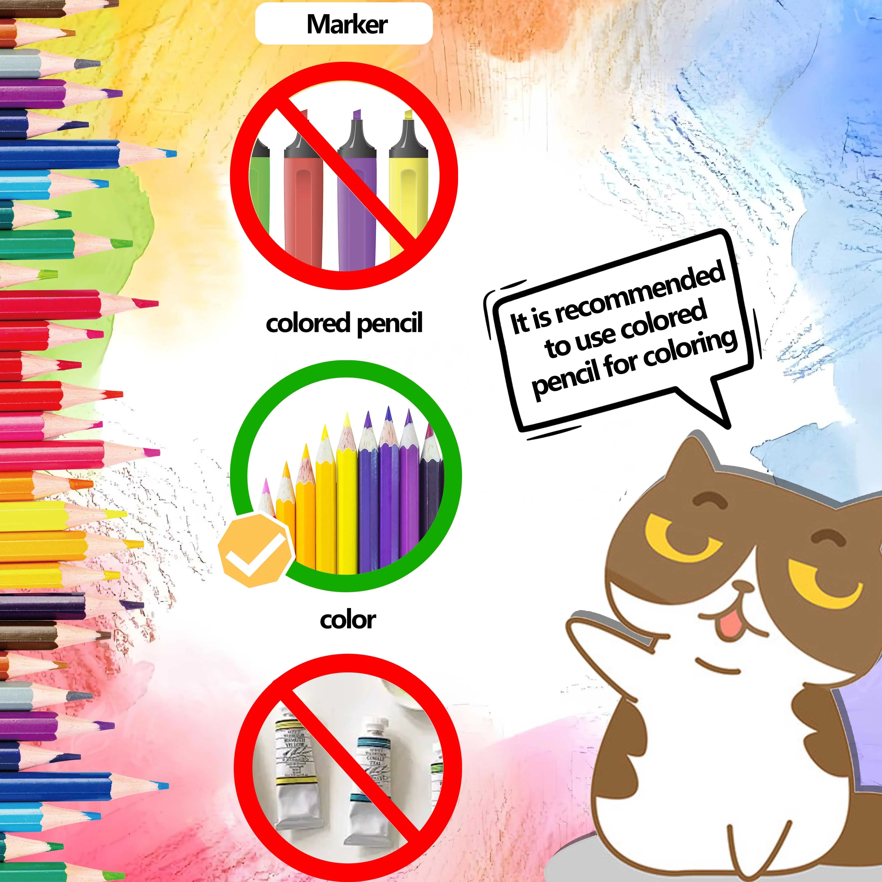 Adult Coloring Book Unique Cat-Themed Picture Book for Relaxation Upgraded Paper for Comfortable Coloring Perfect Gift Friend - Sun Studio
