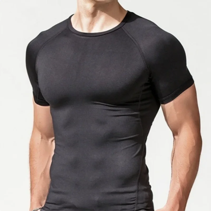Fitness clothes men's outdoor sports quick drying short sleeved t-shirt training pro running stretch tight fitting clothes yoga - Sun Studio