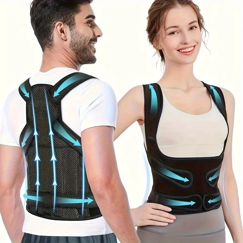 Back Brace Posture Corrector for Women and Men, Adjustable Shoulder Brace for Upper and Lower Back Pain Relief - Sun Studio