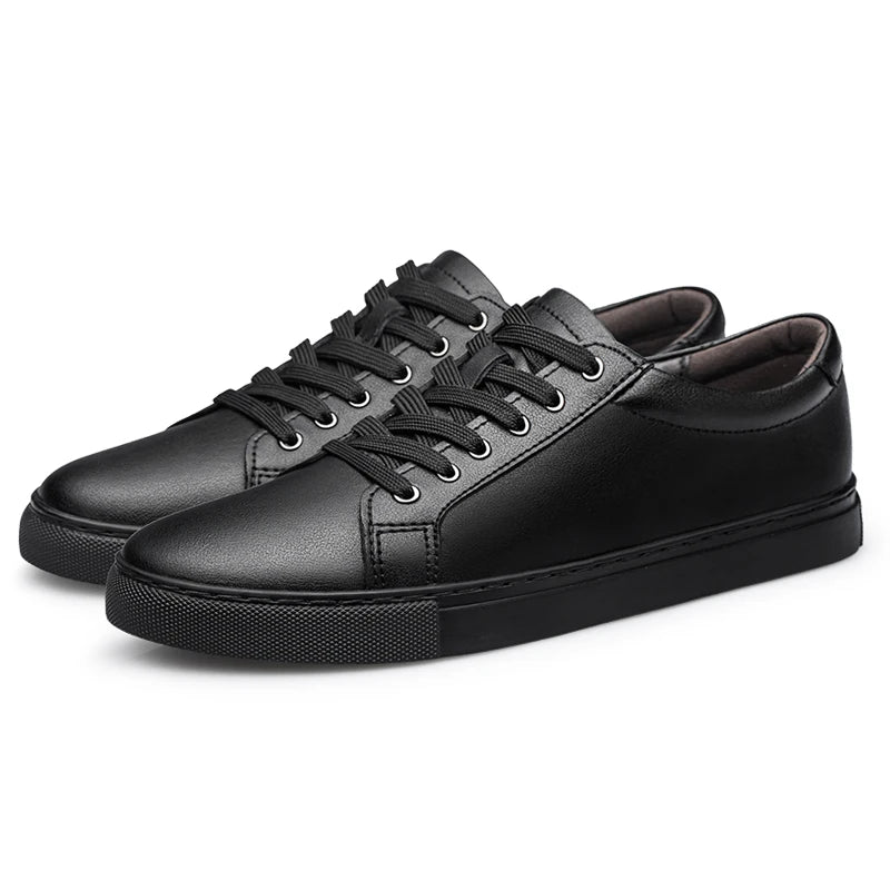New Sneakers Men Shoes Genuine Leather Mens Casual Shoes Flat Male Footwear Fashion Black White Shoes Tenis Masculino Skateboard - Sun Studio