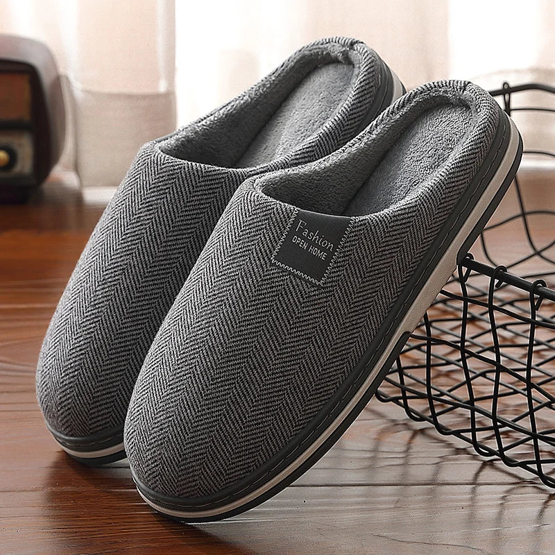 Big Size 48 49 Men Warm Home Slippers Winter Casual Shoes Women Soft Slides Couples Floor Slipper Indoor Bedroom Non Slip Flats - Sun Studio