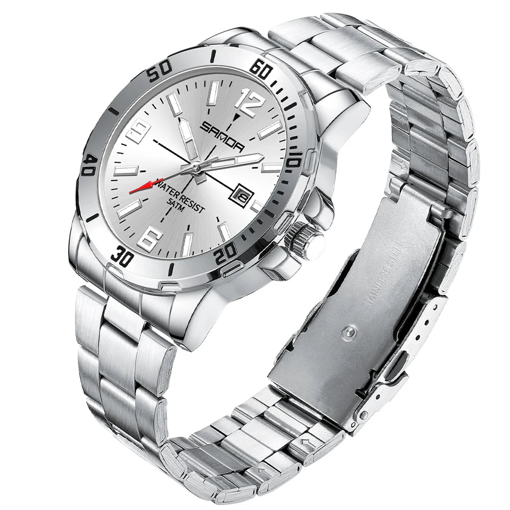 Fashion Casual Mens Business Watch Waterproof Luxury Stainless Steel Strap Men Wristwatch Calendar analog Quartz Watches For Man - Sun Studio