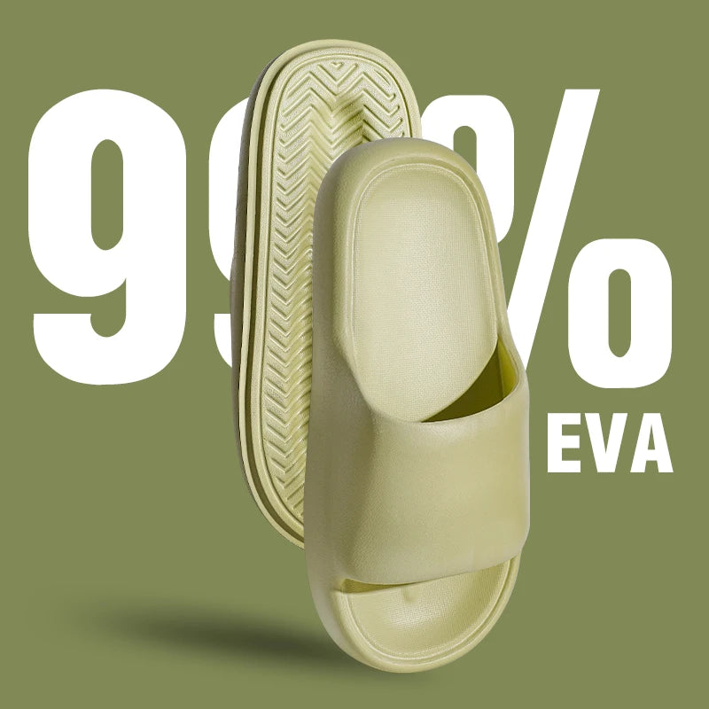Unisex Bathroom Slippers Cloud Cushion Slides Summer Flat Sandals Thick Platform Shoes Man Indoor Non-Slip Couple Flip Flops - Sun Studio