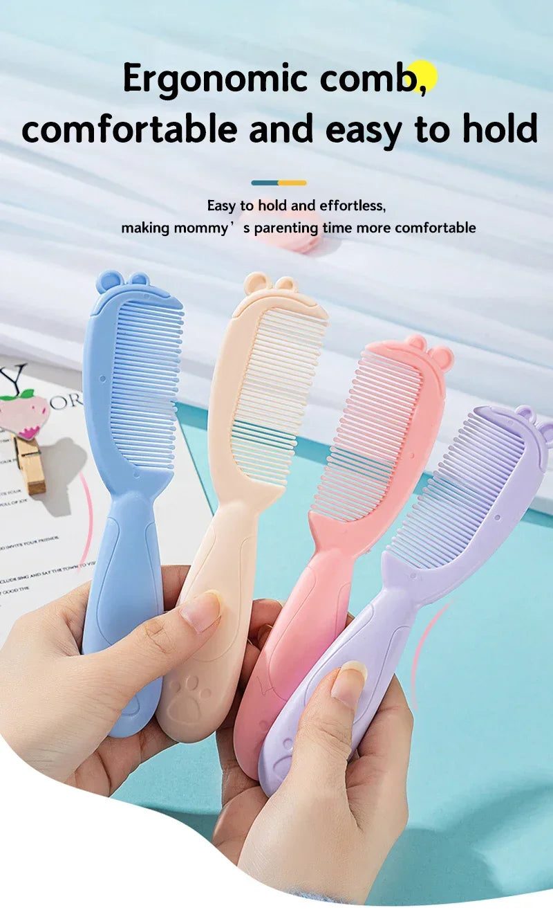 2pcs Set Baby Care Comb Anti-scratch Boy Girl Hairbrush Kids Combs Newborn Hair Brush Infant Comb Head Massager - Sun Studio