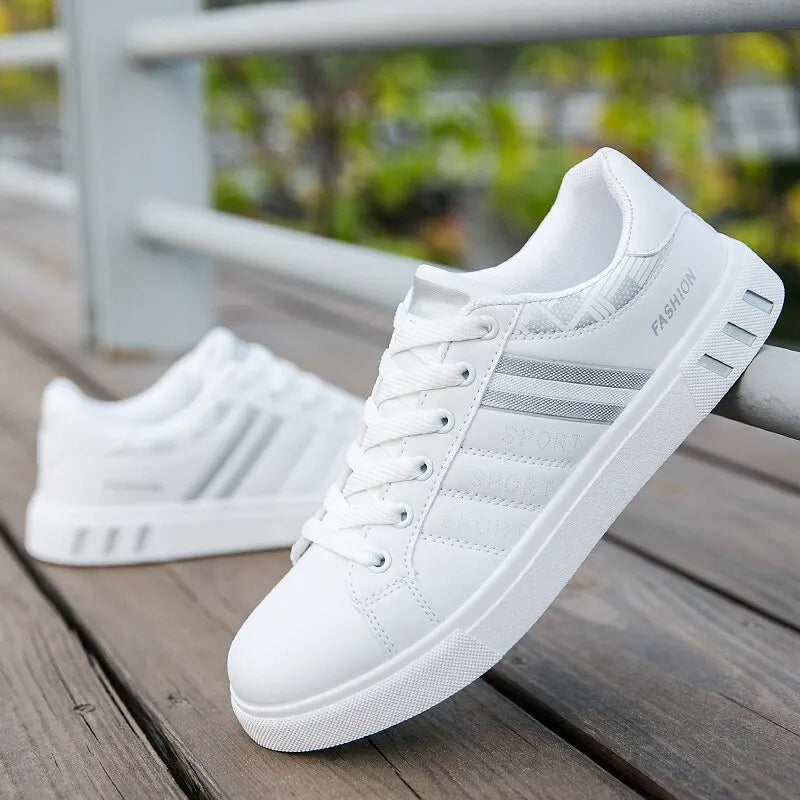 2024 Mens Casual Sneakers New Fashion Lace-up White Shoes Student Comfort Sports Plus Size Vulcanized Shoes Zapatillas De Hombre - Sun Studio