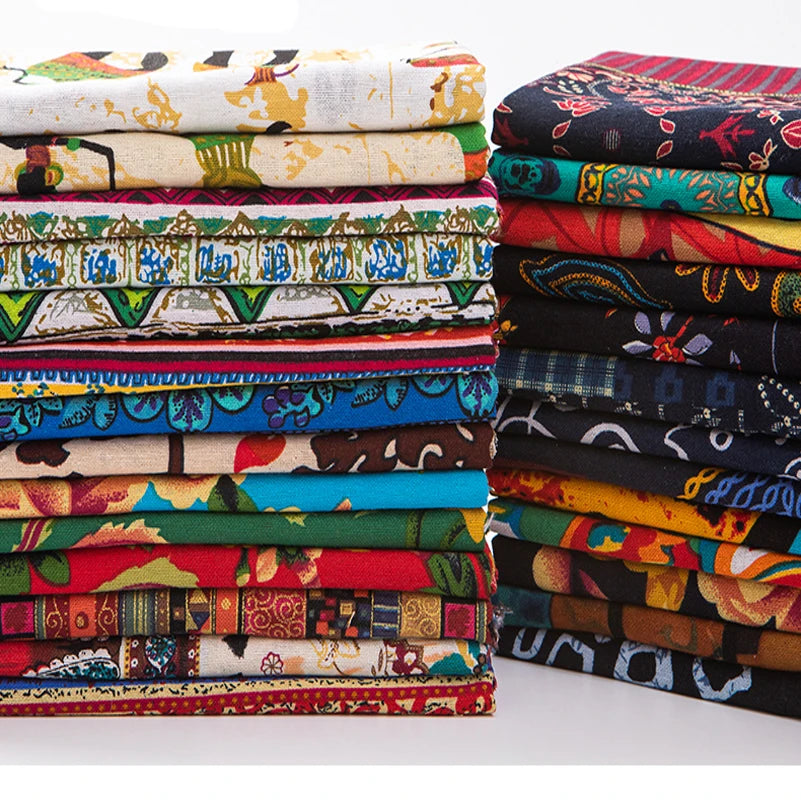 Bohemian Fabric Ethnic Vintage Retro Boho Printed Cotton Linen Home Decor Upholstery Textile - Sun Studio