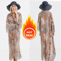 2021 Retro Printed Half Sleeve Cardigan Kimono Boho Fringed Tassels Cover Up Ankle Length Cape Beach Swimsuit - Sun Studio
