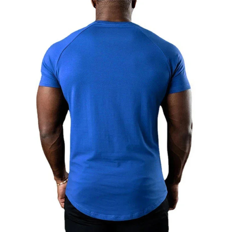Gym Bodybuilding Muscle Sport Jogging Shirts Summer Cotton Breathable Short Sleeve Clothing Mens Casual Fitness Workout T-shirts - Sun Studio
