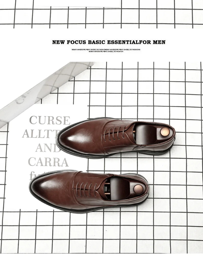 British Pointed Toe Business Leather Shoes Fashion Casual Black Large Size 38-47 Formal Shoes Handsome Office Worker Men's Shoes - Sun Studio