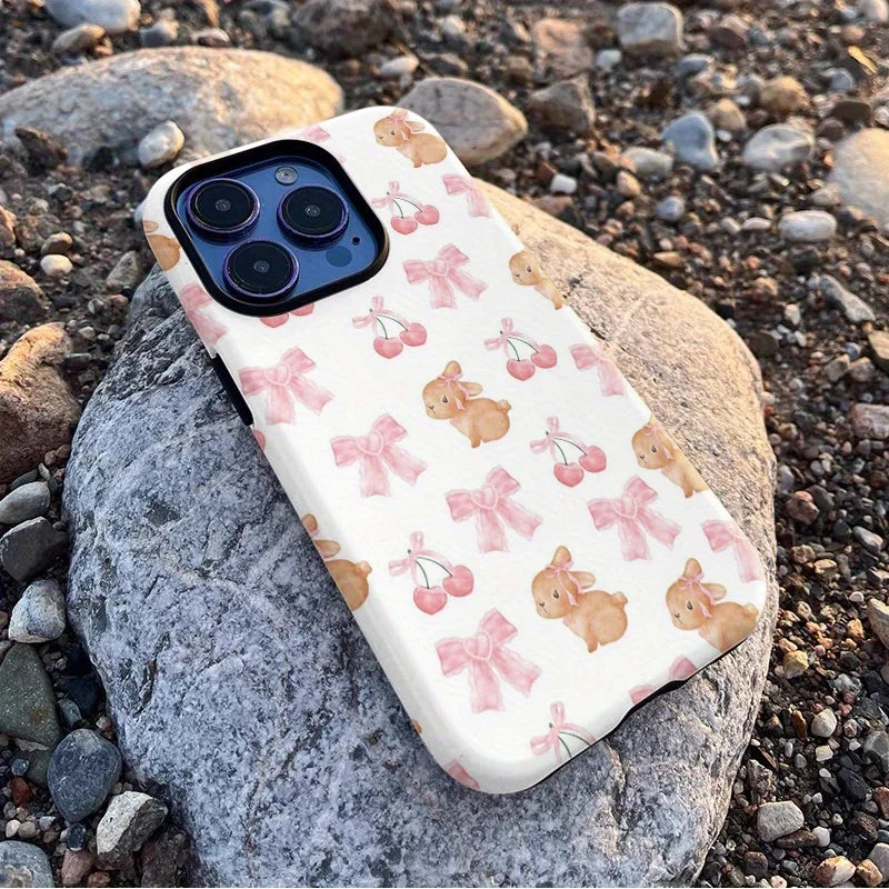 Phone Case for iPhone 16 15 14 13 12 11 X XS XR XSMAX 7 8 Pro Max Plus Luxury Adorable Bunny Double Double-layer Back Cover - Sun Studio