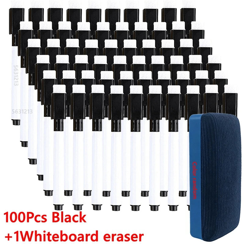 100/5Stk Trocken abwischbare Whiteboard Marker Set, Waschbare Stifte mit Magnetradierer für Büro-Whiteboards & Kunstbedarf
