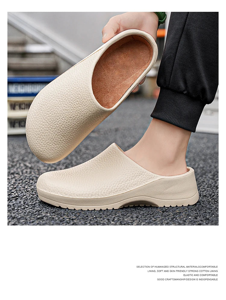 Men Slippers Couples Garden Clog Women Water Proof Chef Shoe Comfortable Sandal Slippers For Pet Workers Outdoor Fishing Shoes - Sun Studio