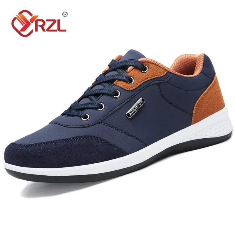 YRZL Men Shoes Spring Autumn Waterproof Walking Sneakers Leisure Male Leather Sports Shoes Non-Slip Footwear Tennis for Men - Sun Studio